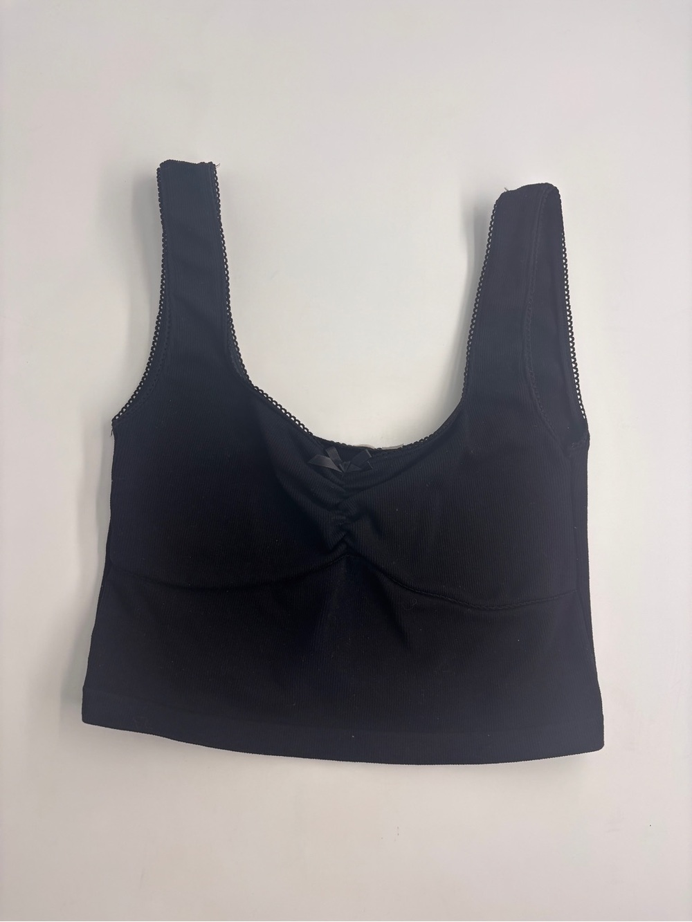 Black Ribbed Cropped Tank Top